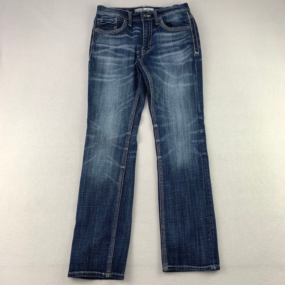 BKE Jake Straight Leg Jeans Mens 30x32 Blue Denim Casual Contrast Stitching
